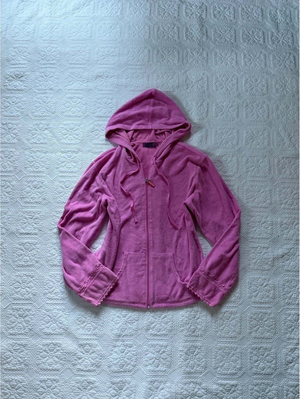 Y2K Pimk Hooded Zip-Up Fleece Jacket for Women, one size